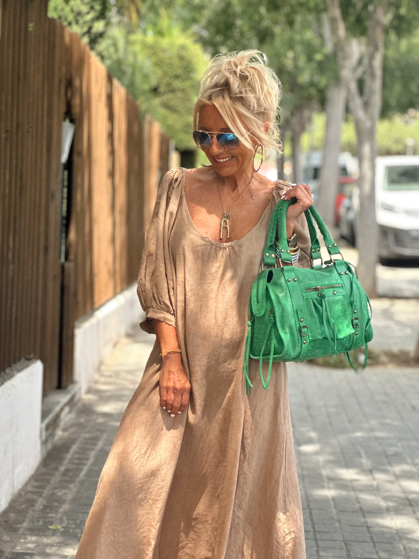 VESTIDO LINO SUNDY CAMEL