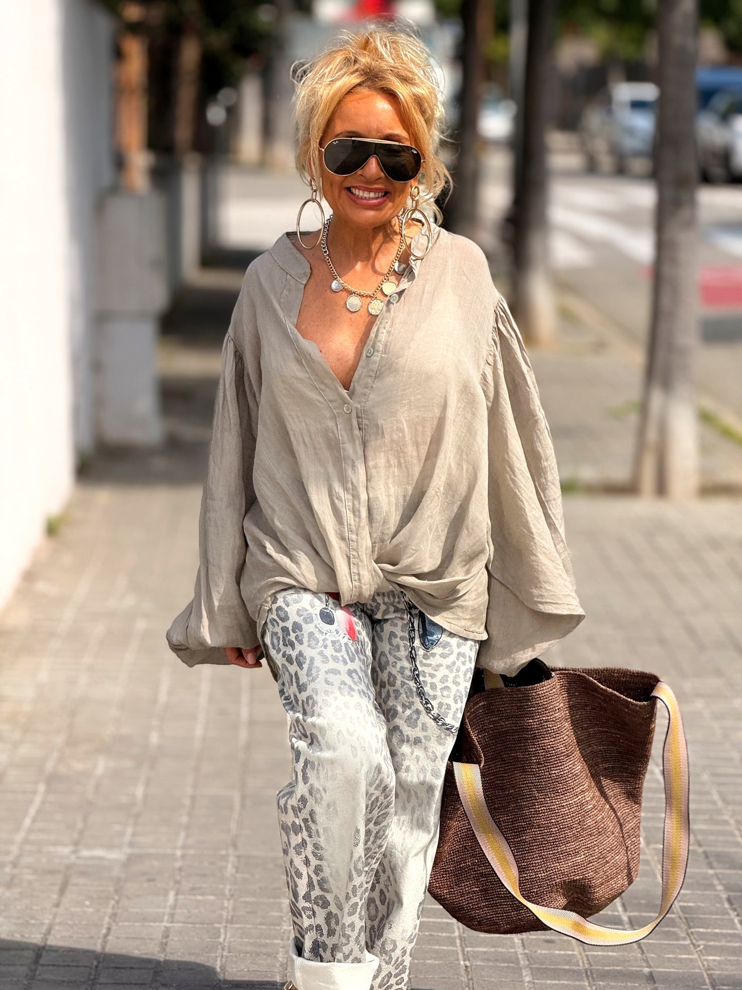 JEANS ESTAMPADO ANIMAL PRINT CRUDO