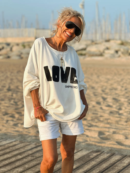 SUDADERA OVERSIZE LOVE BLANCO