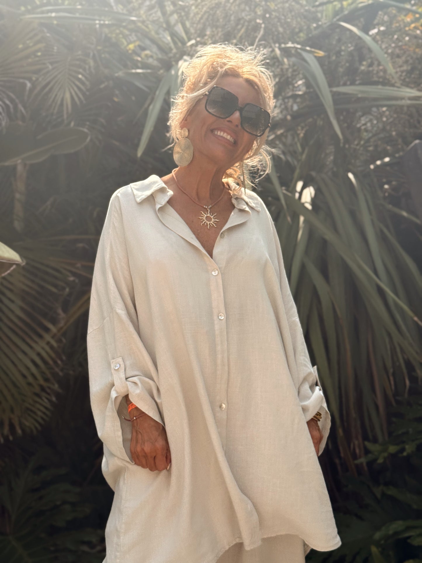 CAMISA OVERSIZE C’EST LA VIE BEIGE