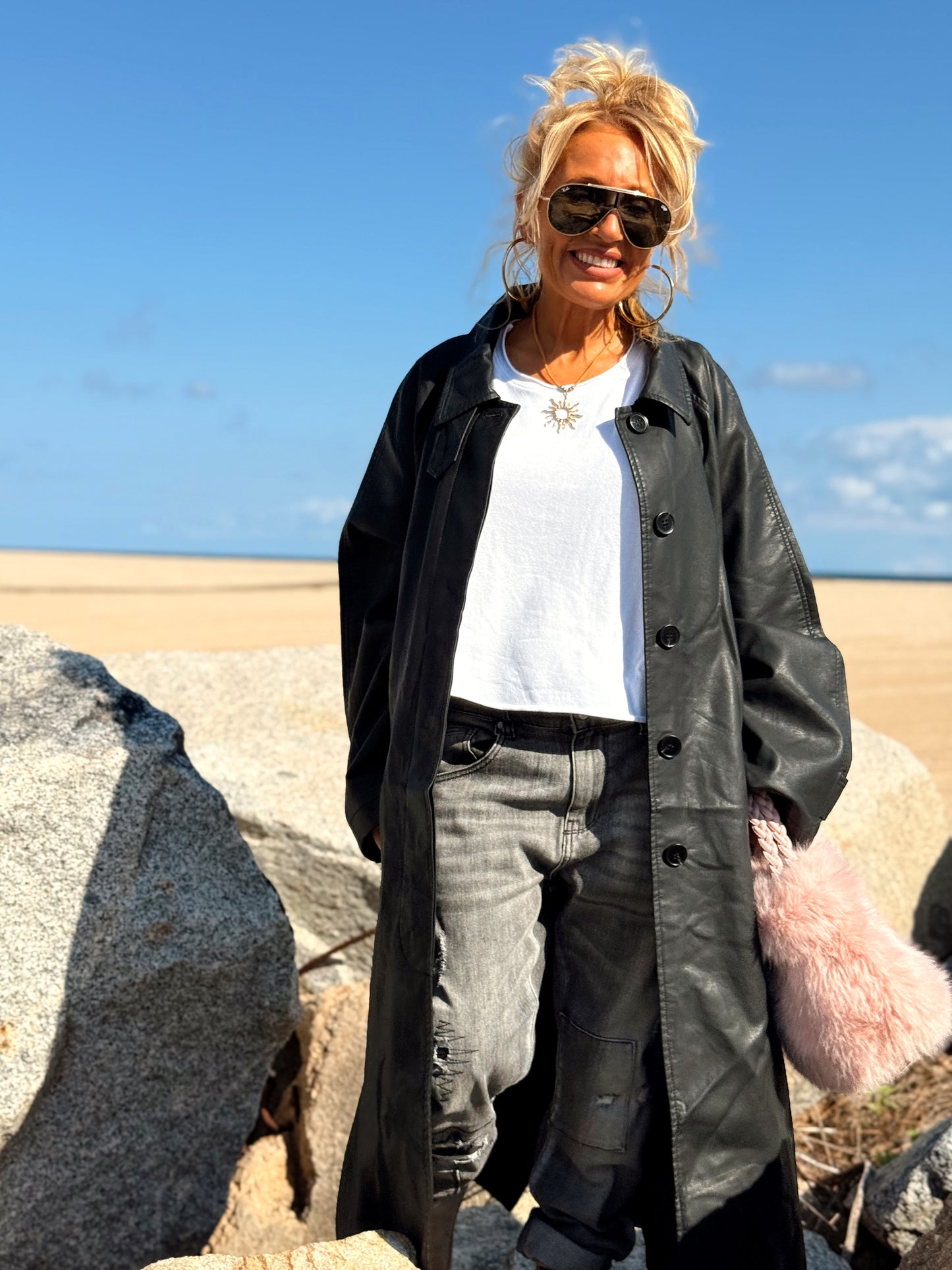 CHAQUETA LARGA POLIPIEL MULTICOLOR