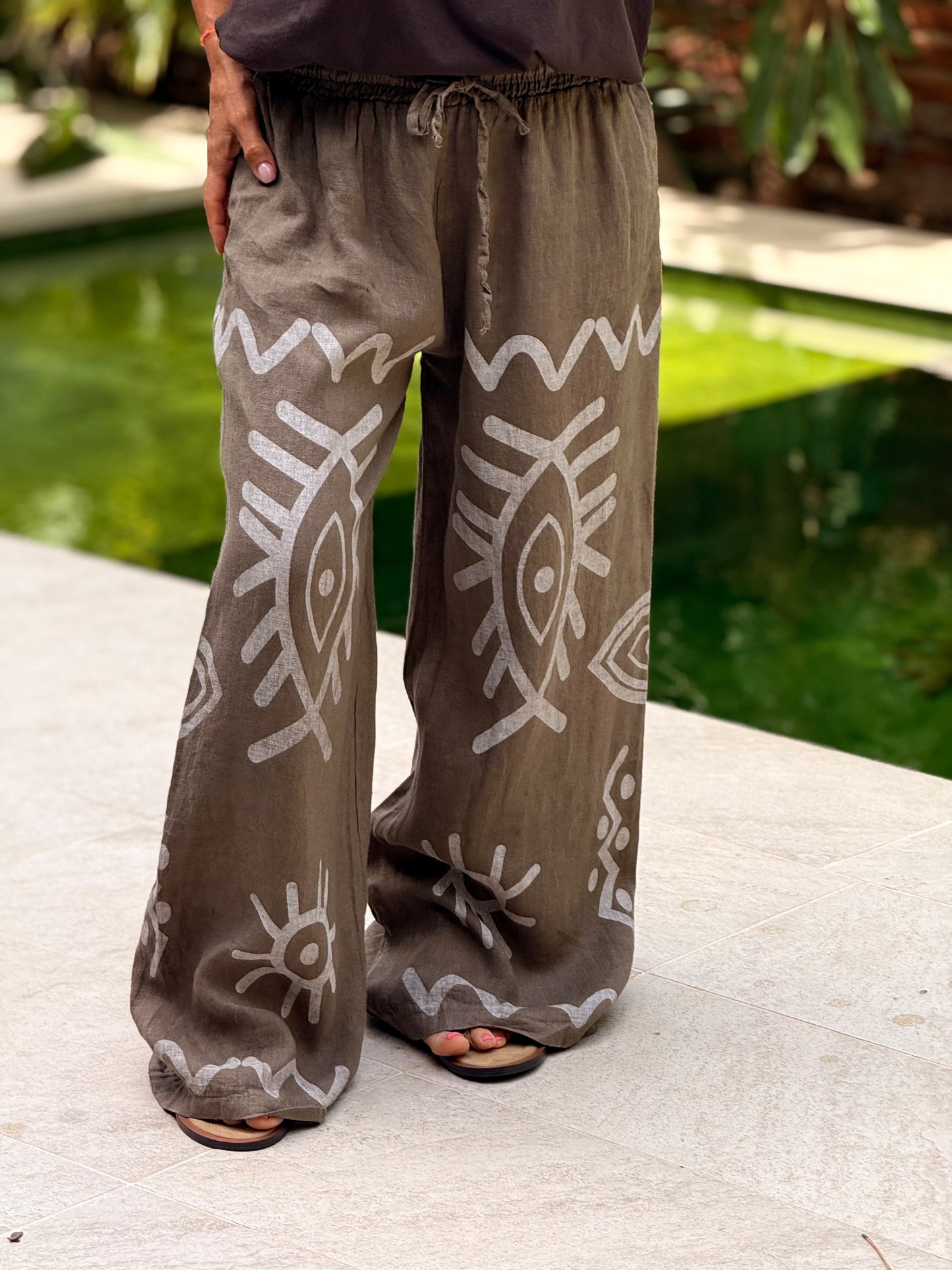 PANTALON LINO ÉTNICO MULTICOLOR