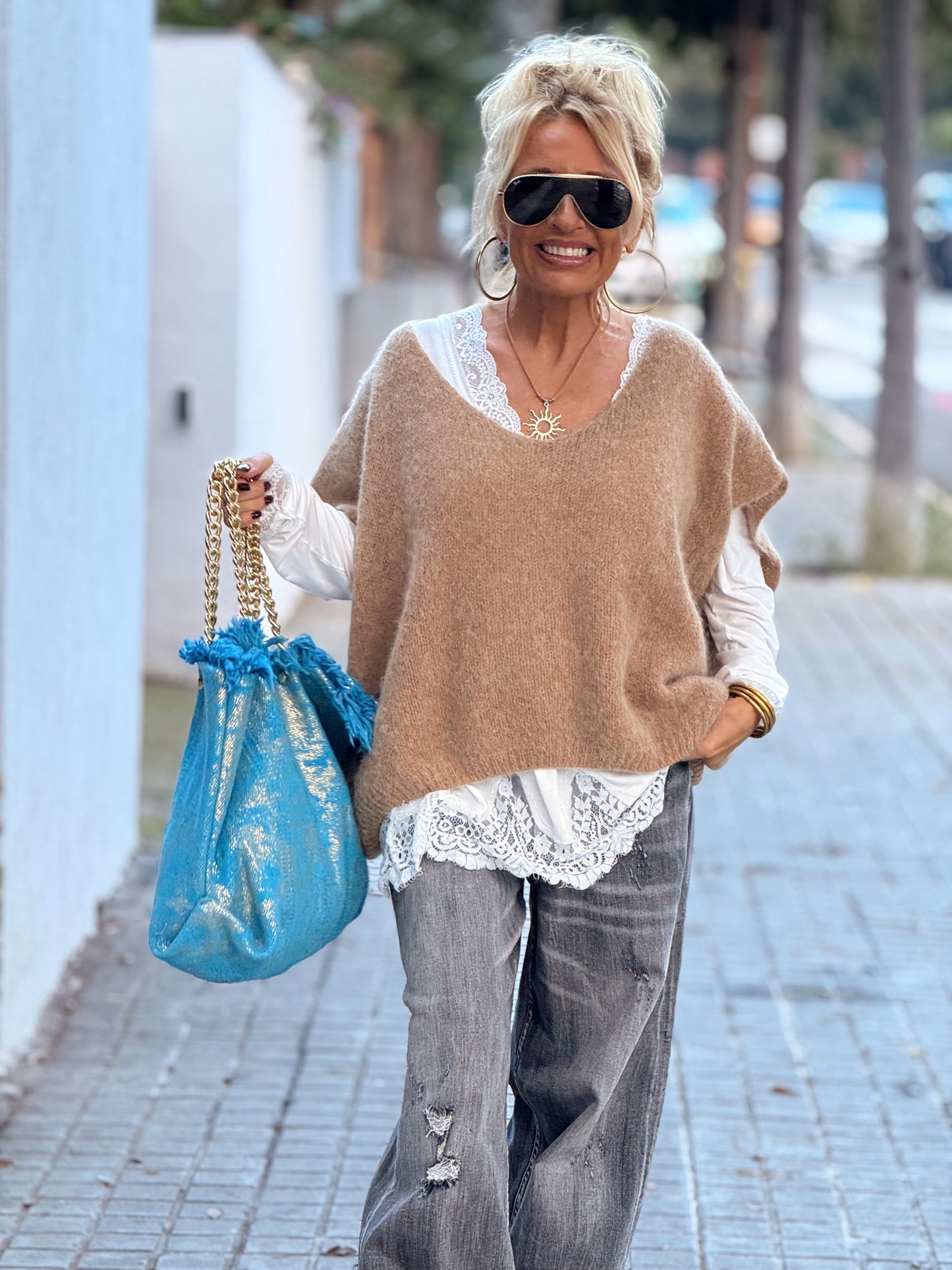 JERSEY-CHALECO DE PUNTO SUPER OVERSIZE LUANA MULTICOLOR