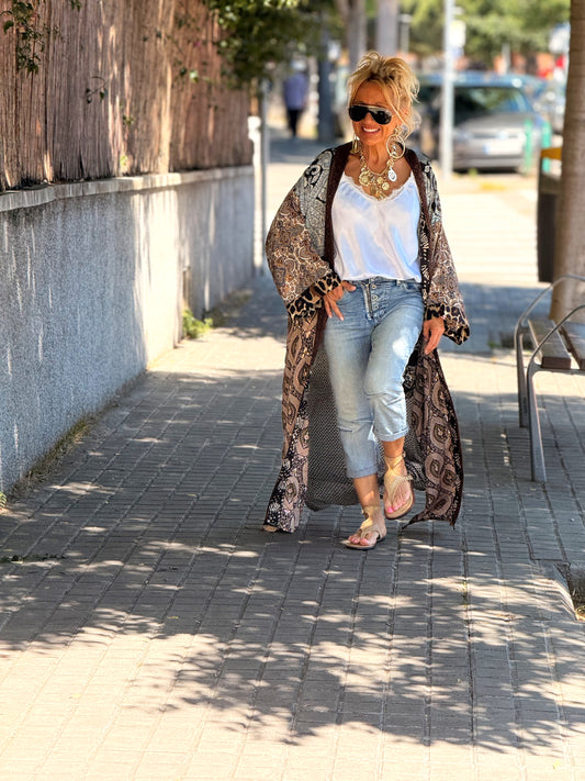 KIMONO ESTAMPADO MANGA 3/4 MULTICOLOR