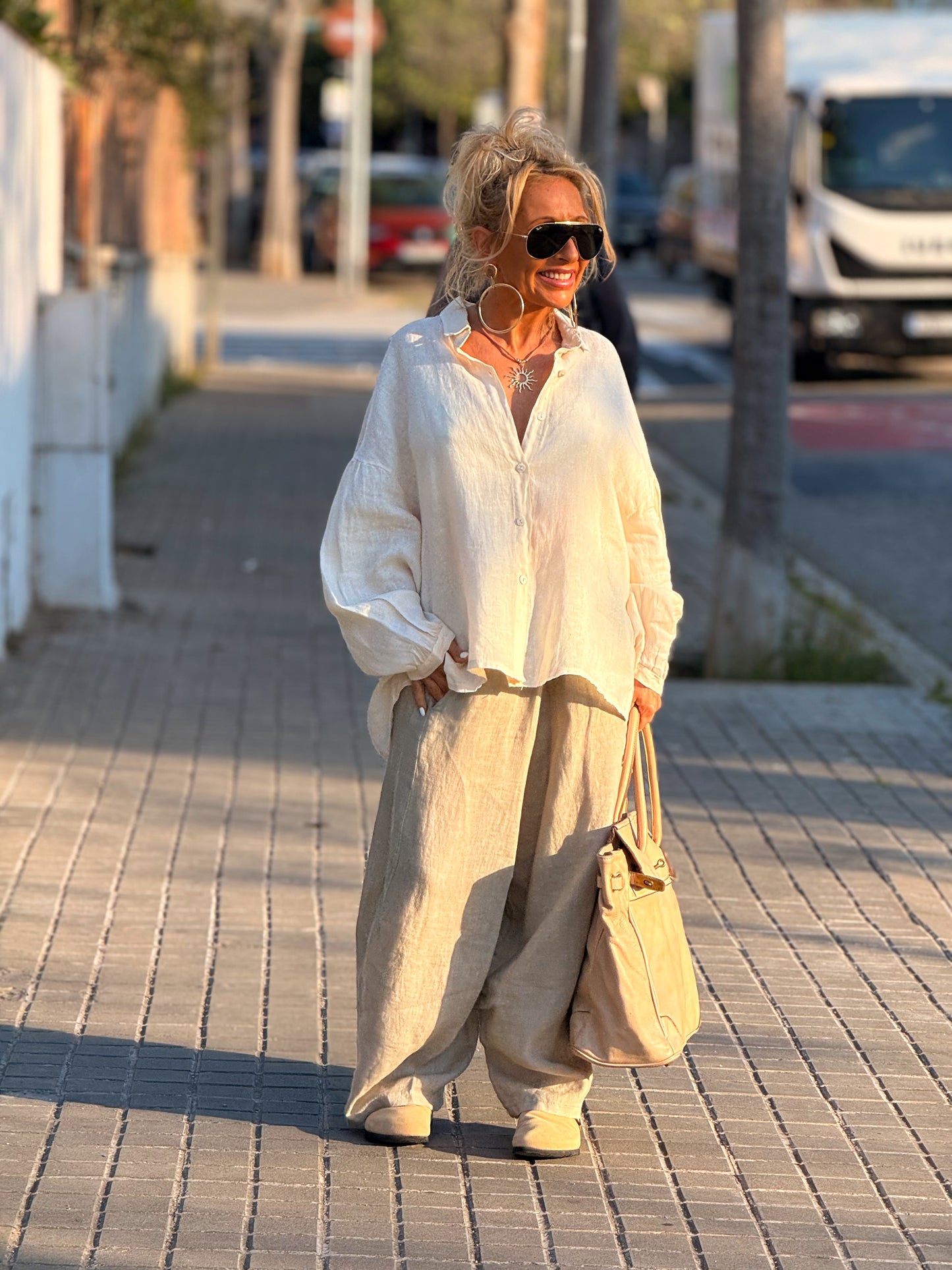 CAMISA OVERSIZE LINO LEA MULTICOLOR