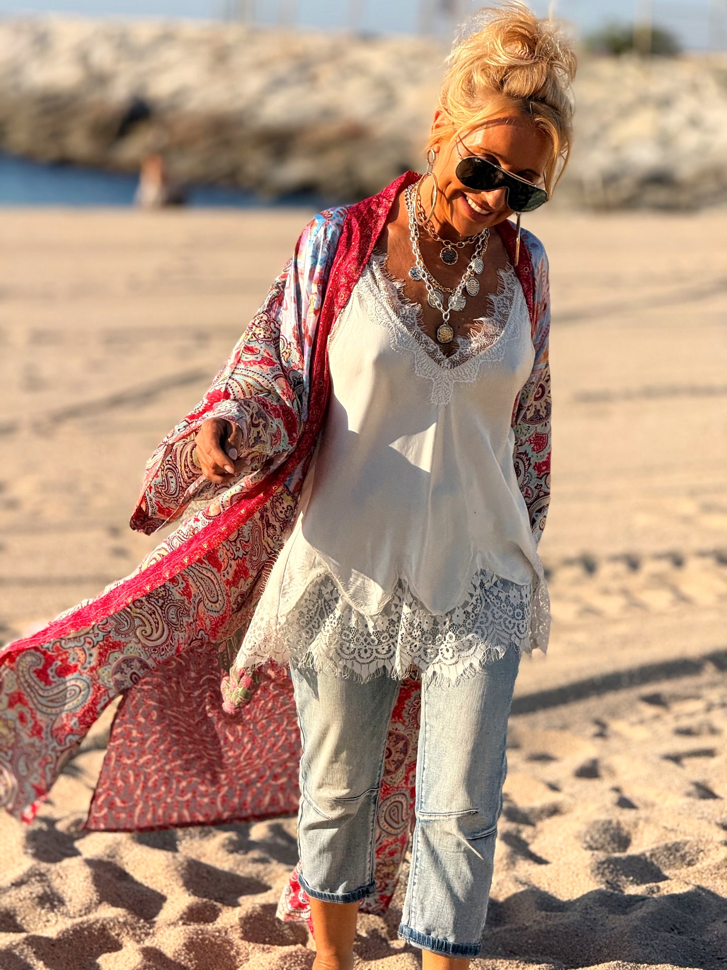 KIMONO ESTAMPADO MANGA 3/4 MULTICOLOR
