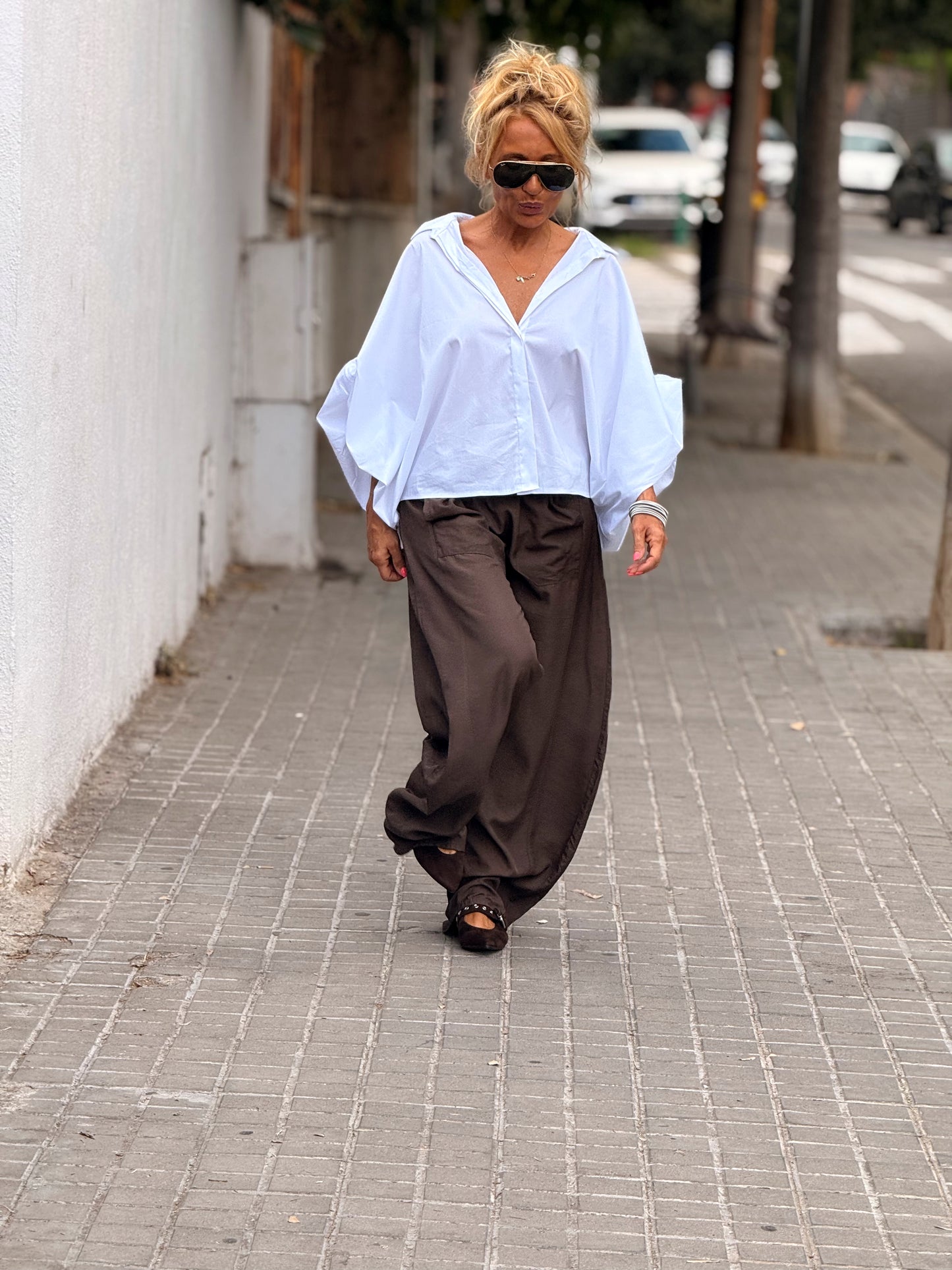 CAMISA CORTA CON BOTON MANGA BLANCO