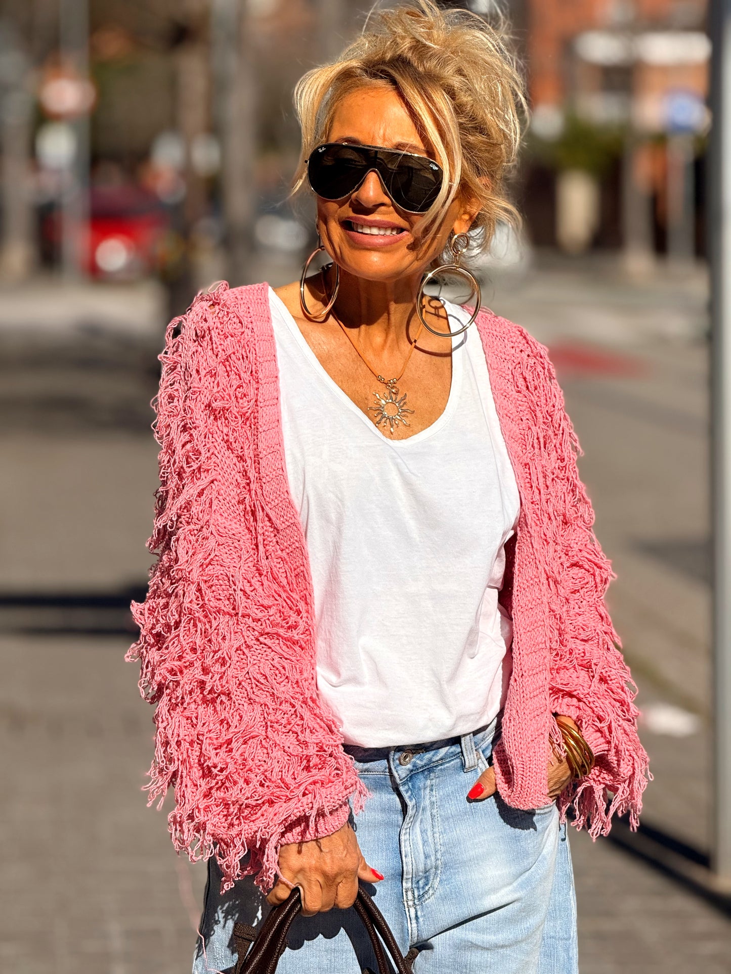 CARDIGAN CON FLECOS KEZIA MULTICOLOR