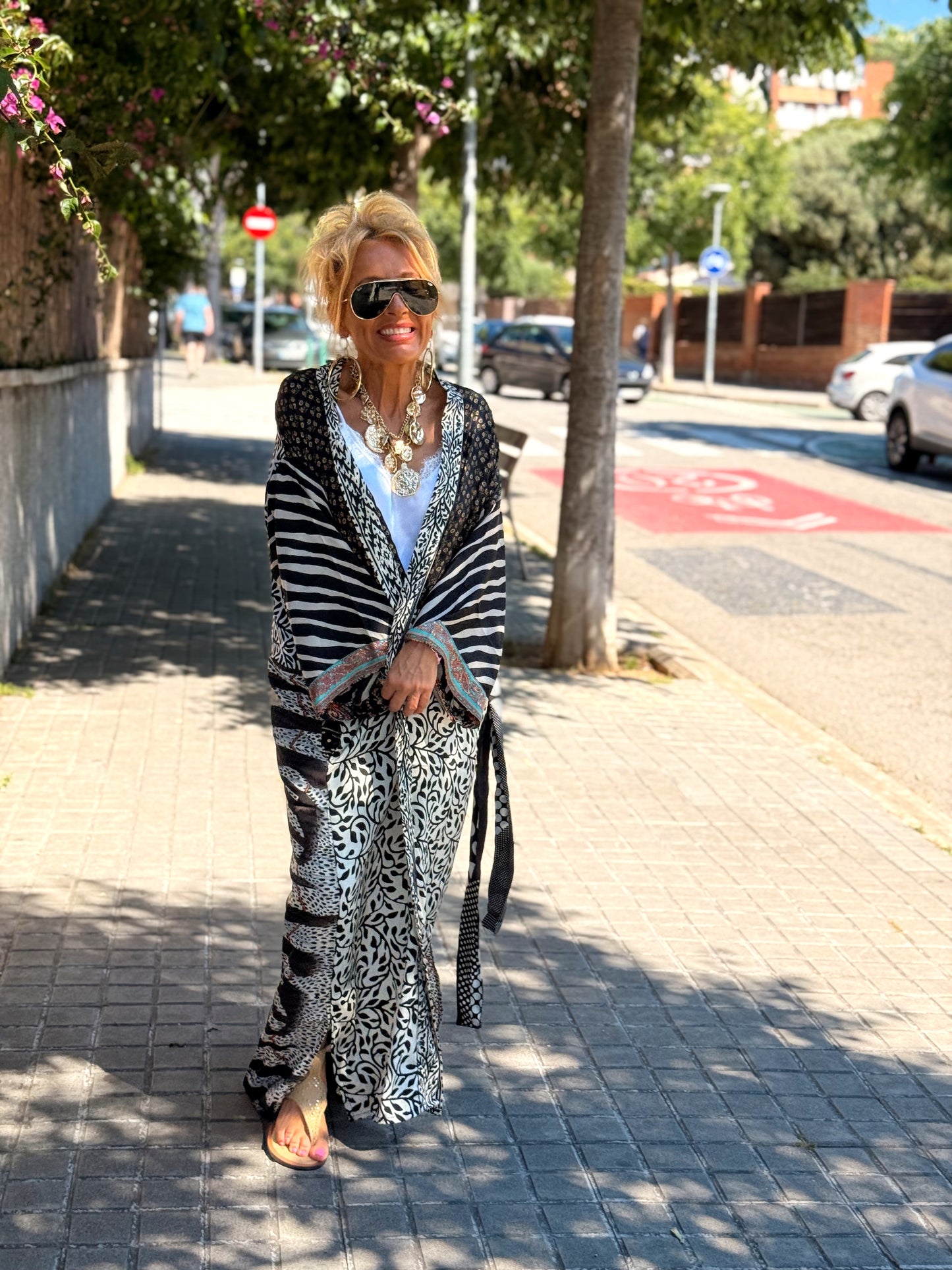 KIMONO ESTAMPADO MANGA 3/4 MULTICOLOR