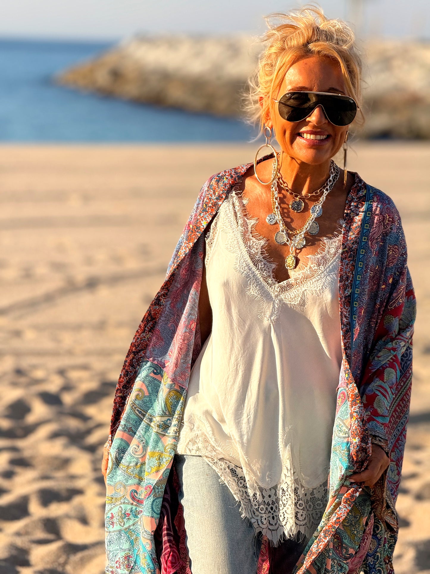 KIMONO ESTAMPADO MANGA 3/4 MULTICOLOR