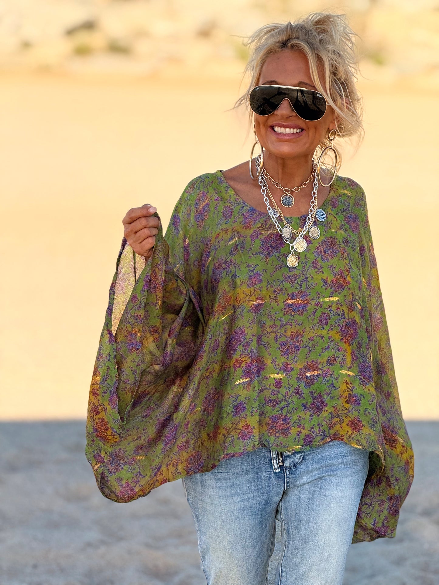 BLUSA-CAPA ESTAMPADO CREPE DE SEDA INDY MULTICOLOR