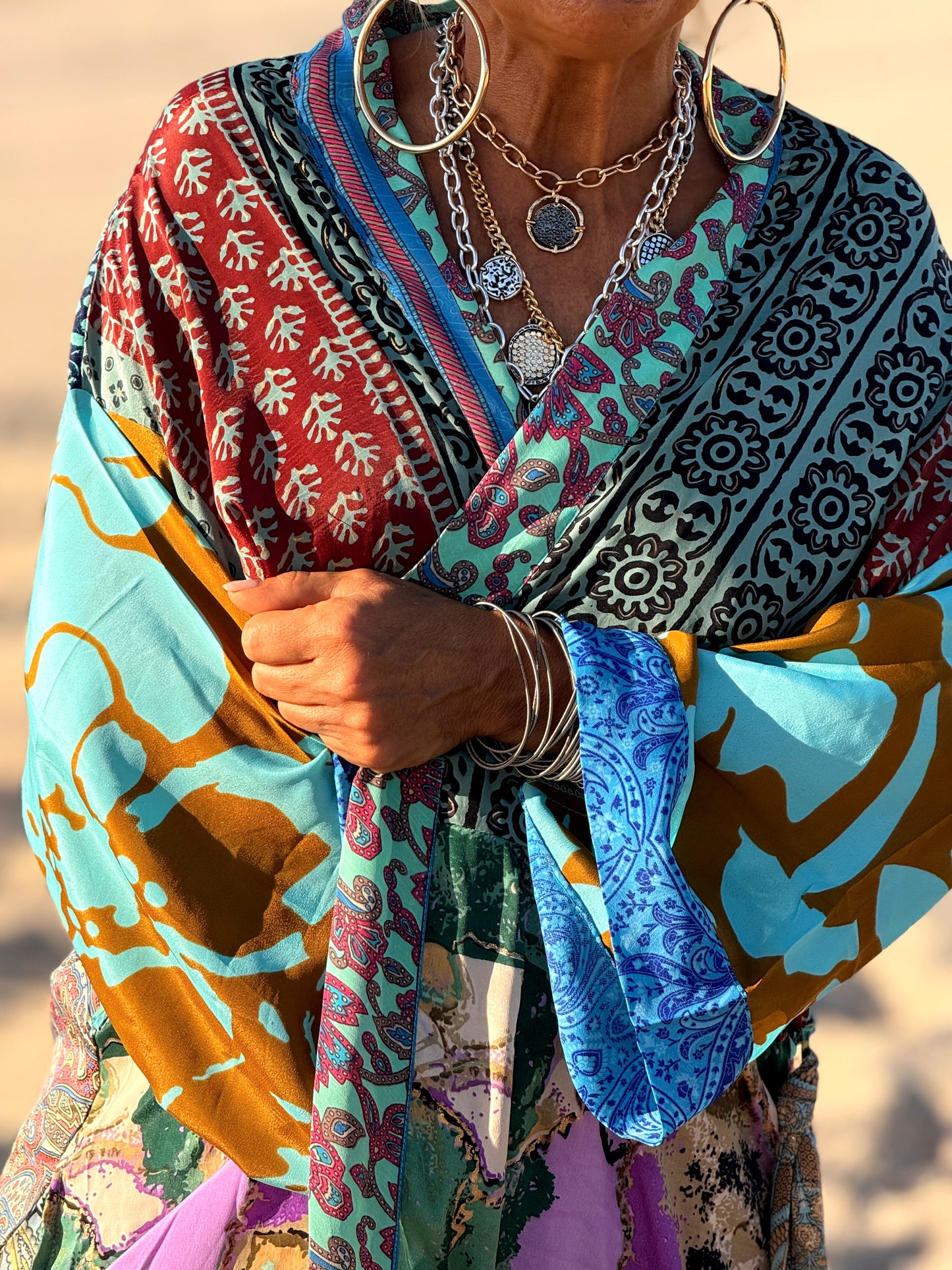 KIMONO ESTAMPADO MANGA 3/4 MULTICOLOR