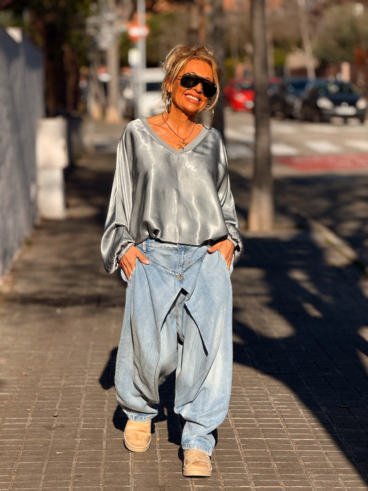 JEANS CON BOTONE OVERSIZE EDEN VAQUERO