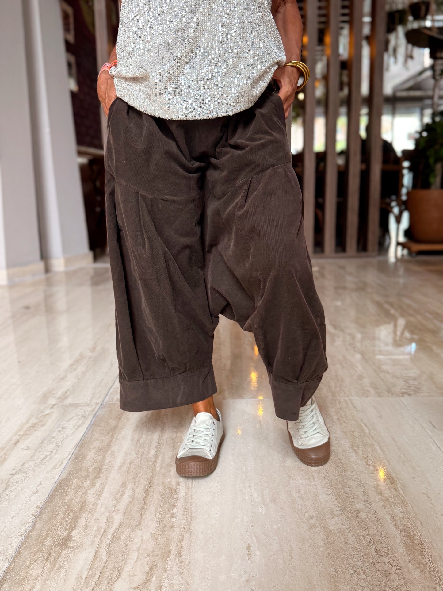 PANTALONES PANA CROPPED BAGGY OVERSIZE MULTICOLOR