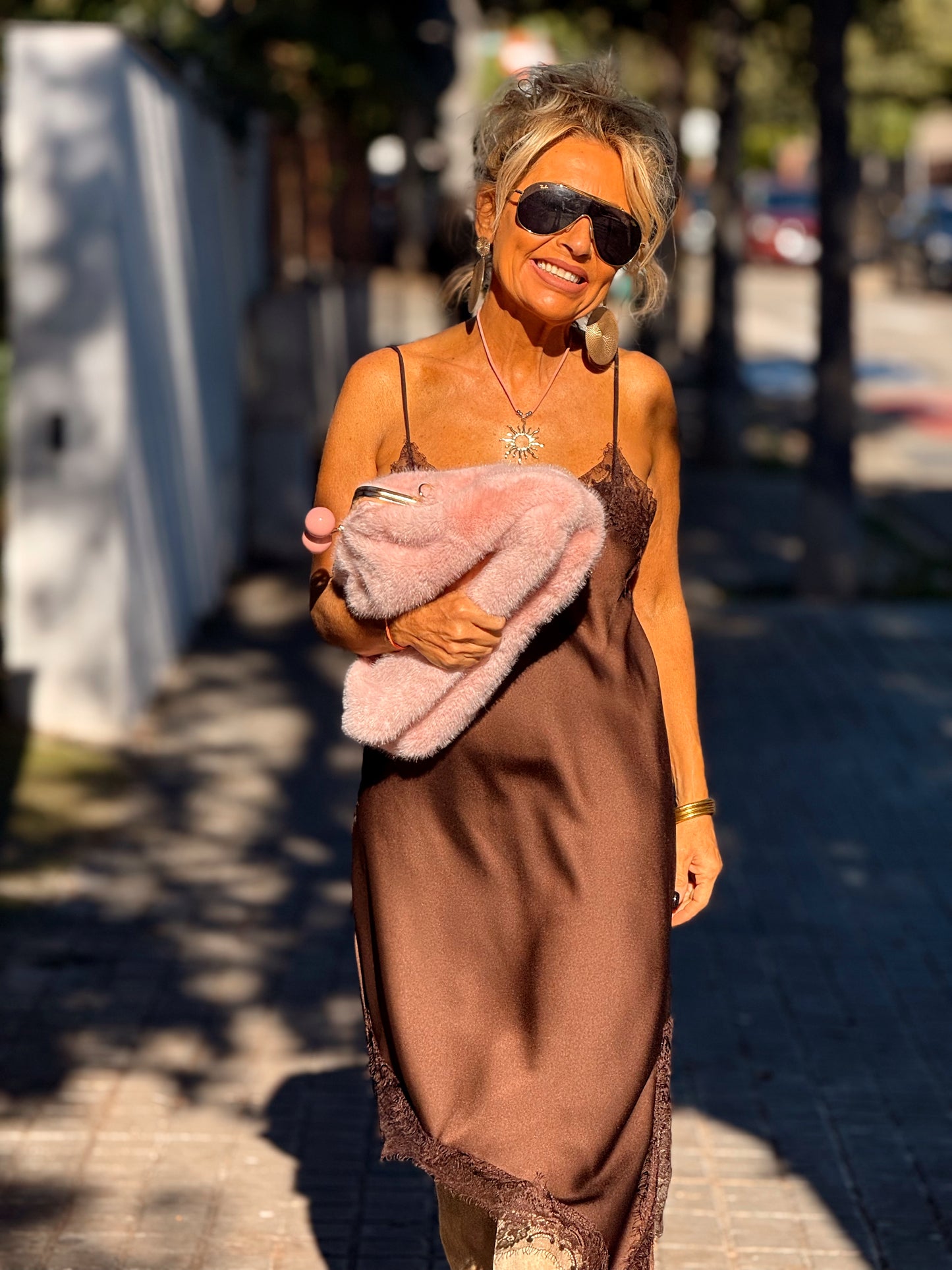 VESTIDO LENCERO LOLA MARRÓN