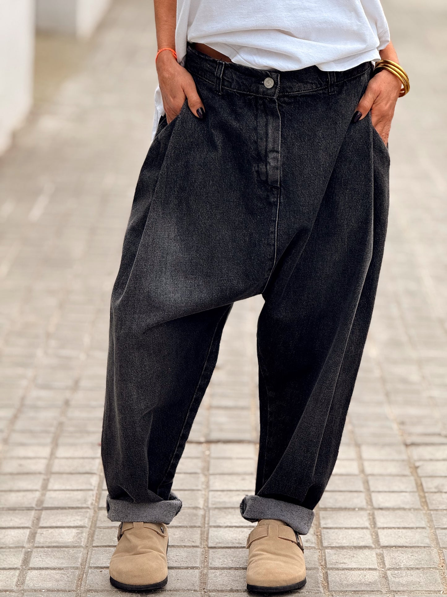 JEANS VAQUEROS BAGGY OVERSIZETHOMAS GRIS OSCURO