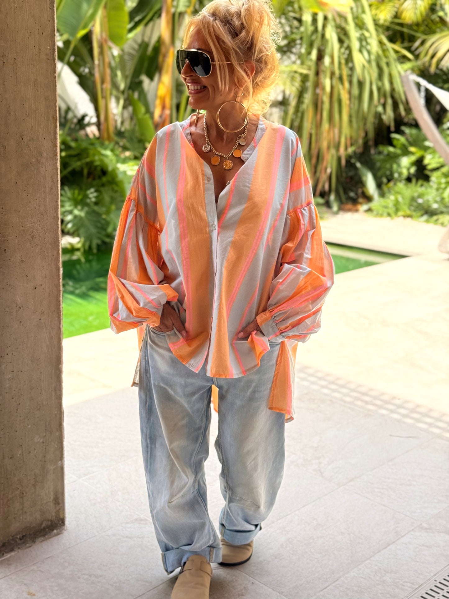 CAMISA OVERSIZE LOLITA RAYAS MULTICOLOR