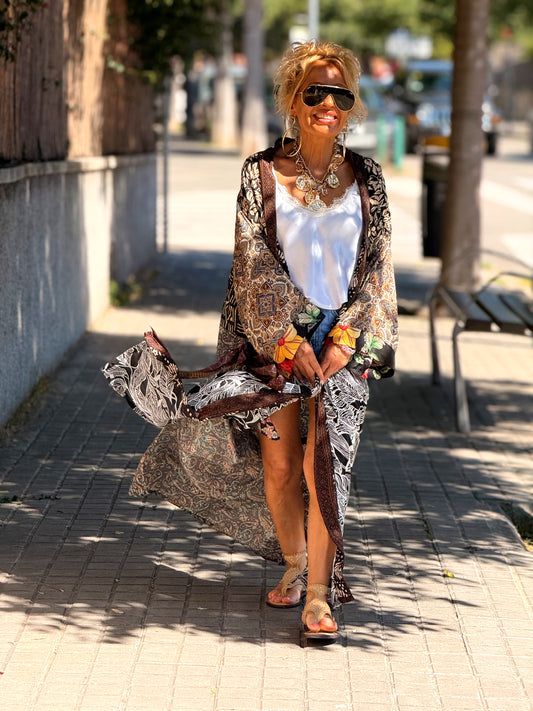 KIMONO ESTAMPADO MANGA 3/4 MULTICOLOR