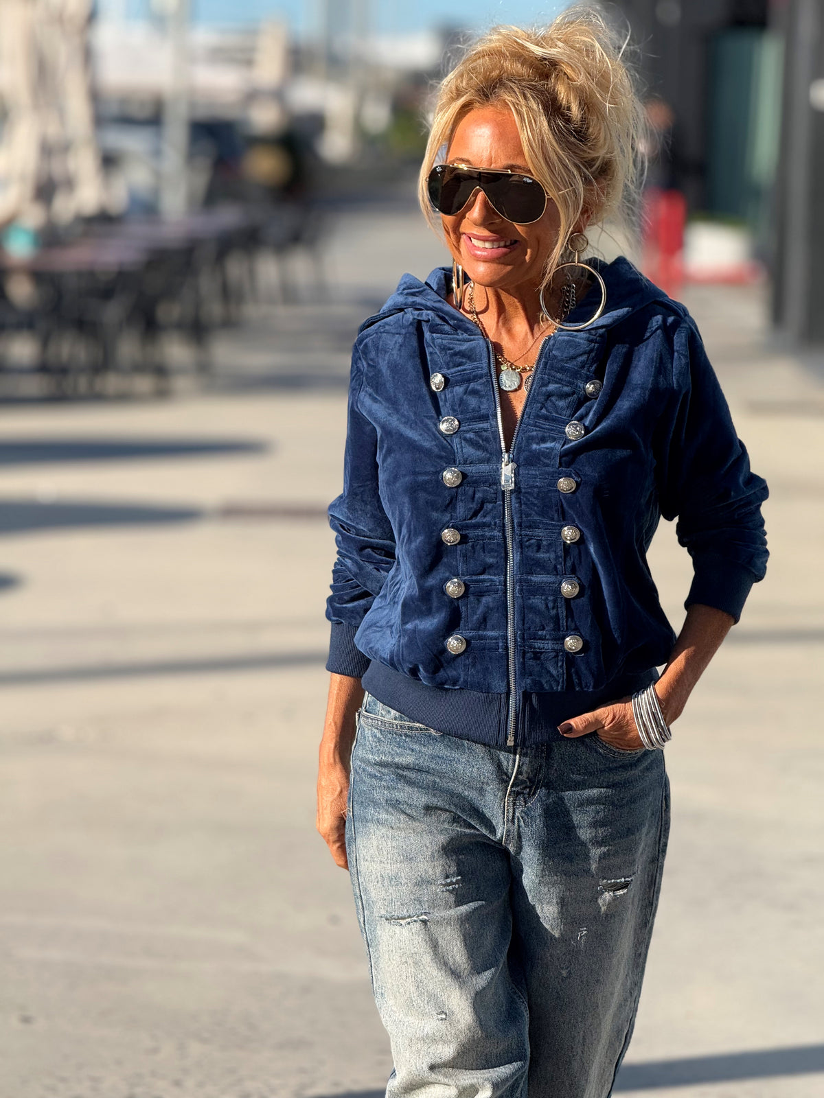 CHAQUETA TERCIOPELO AZUL