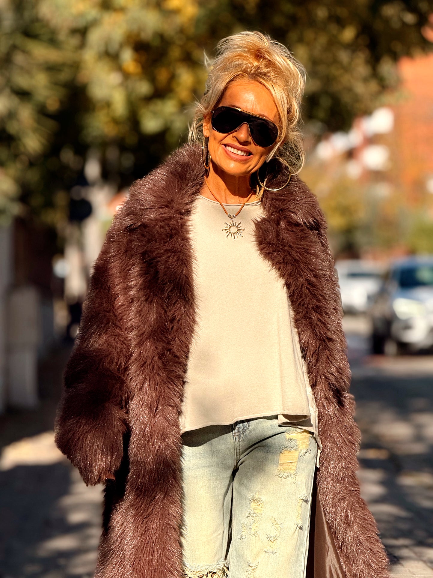 ABRIGO PELO SINTÉTICO OVERSIZE JULIA MULTICOLOR