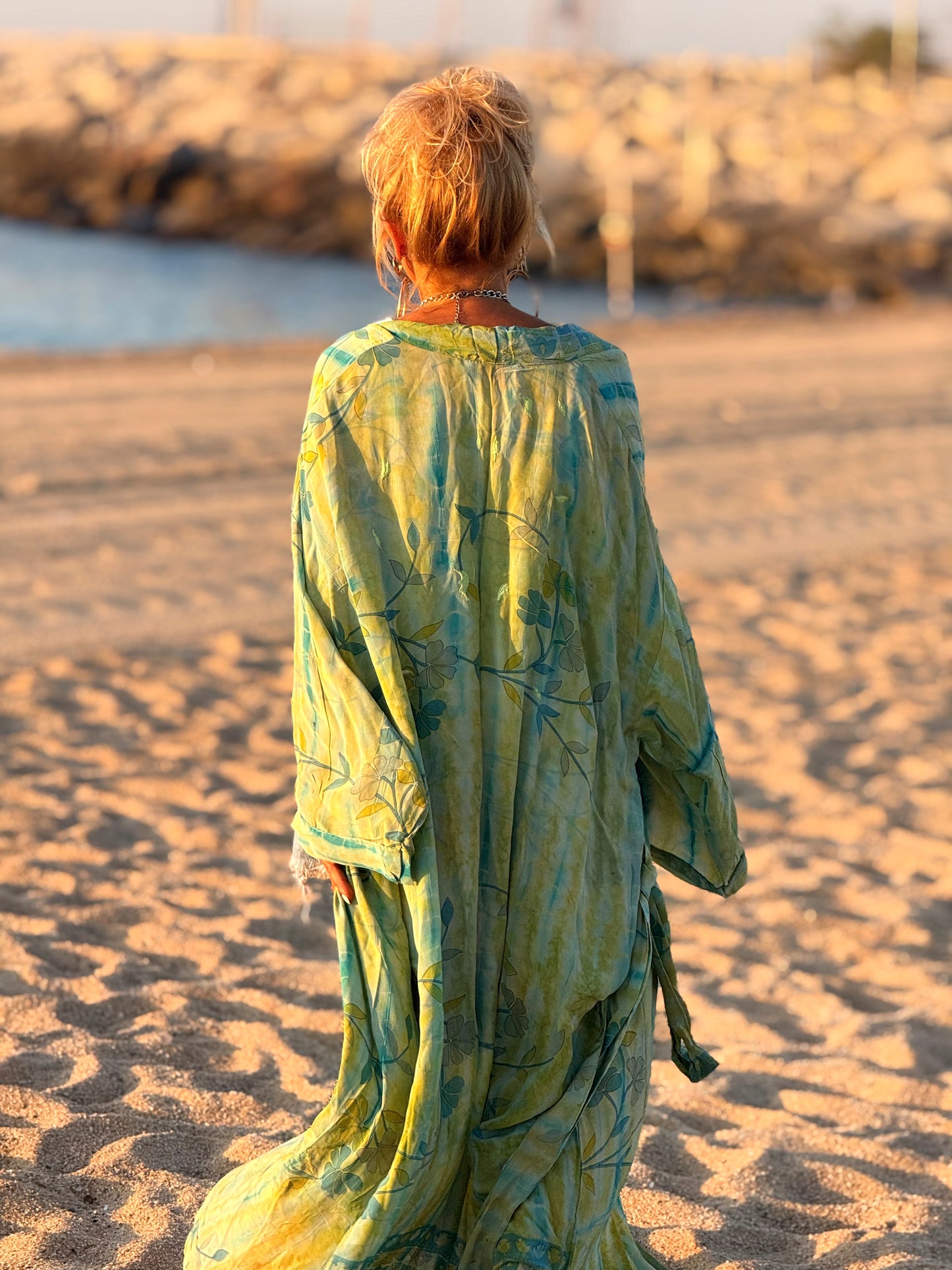 KIMONO ESTAMPADO MANGA LARGA CREPE DE SEDA MULTICOLOR