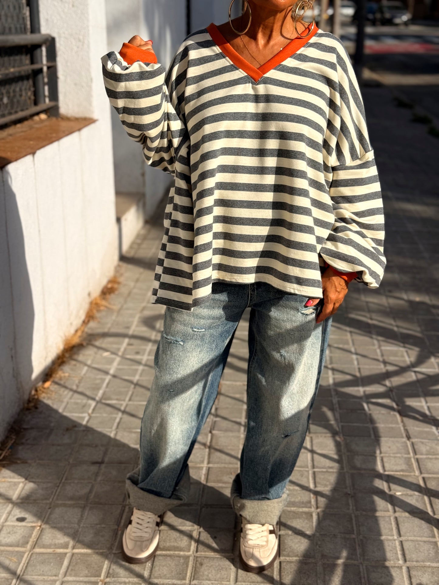 SUDADERA RAYAS GRIS