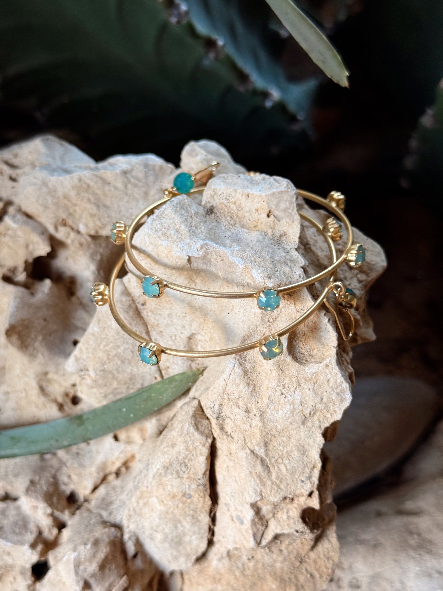 PENDIENTES CRISTAL DORADO TURQUESA