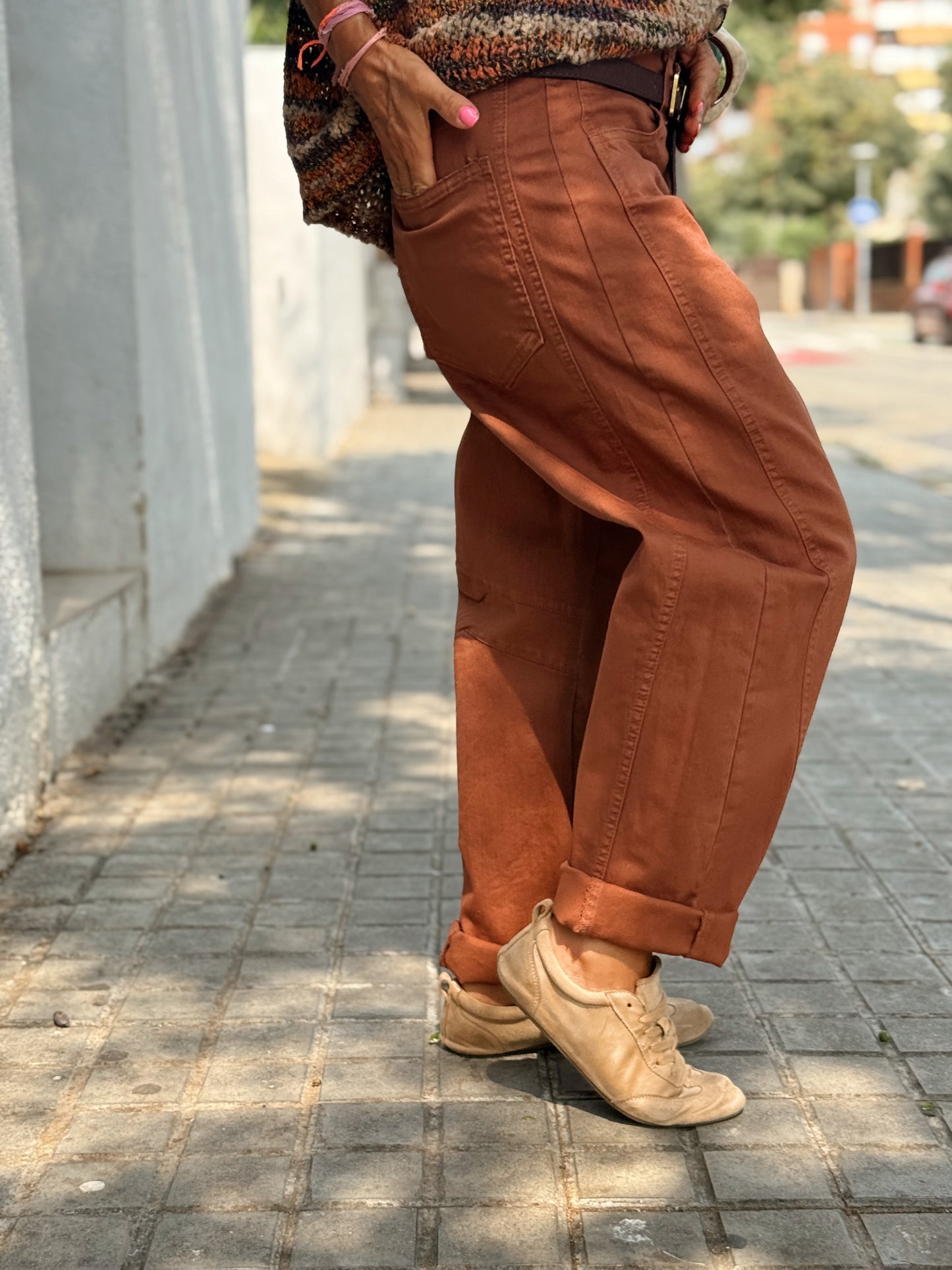 PANTALON CON CINTURÓN CAMILLE  MULTICOLOR