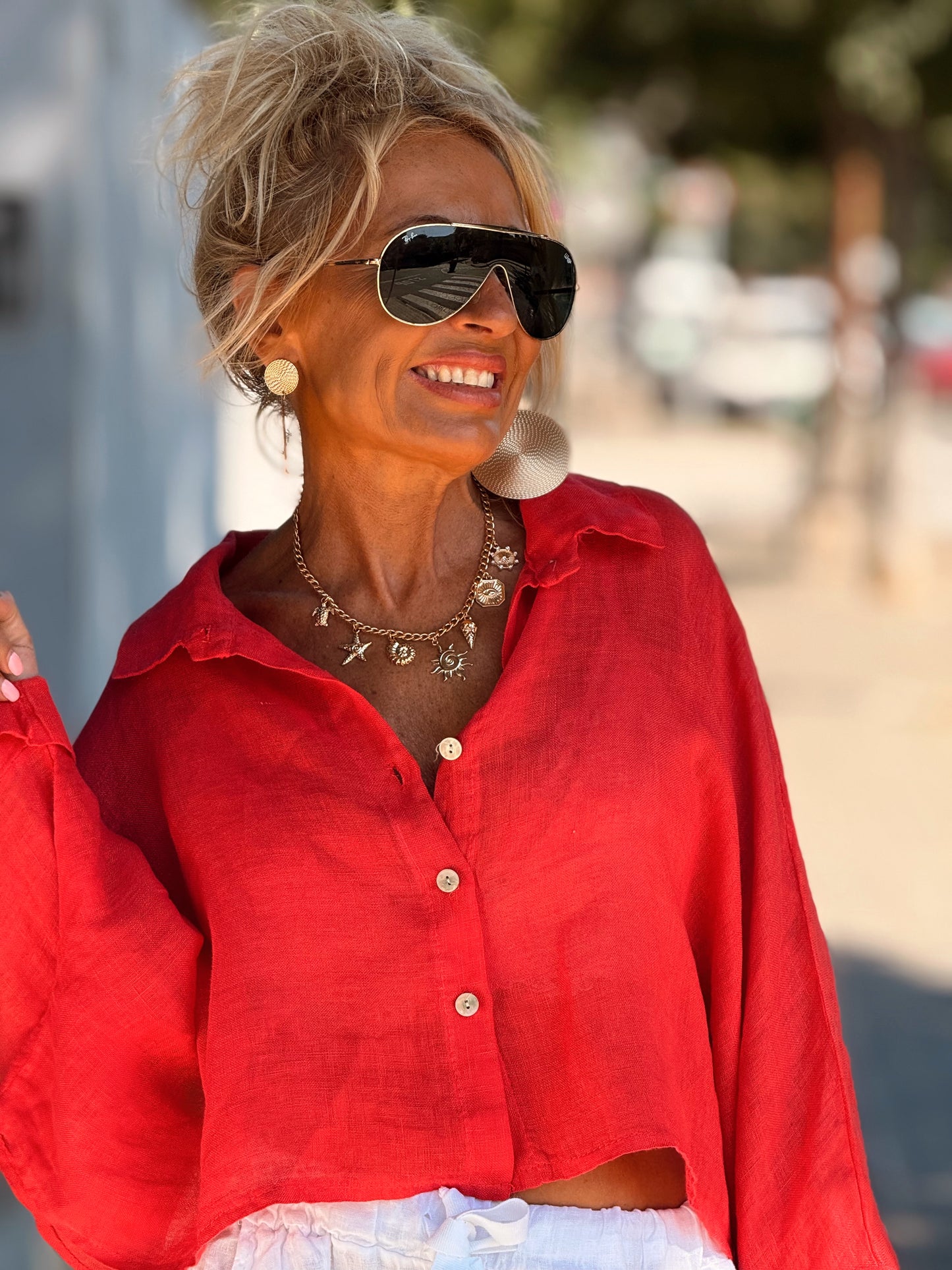 CAMISA LINO CROP-TOP MULTICOLOR