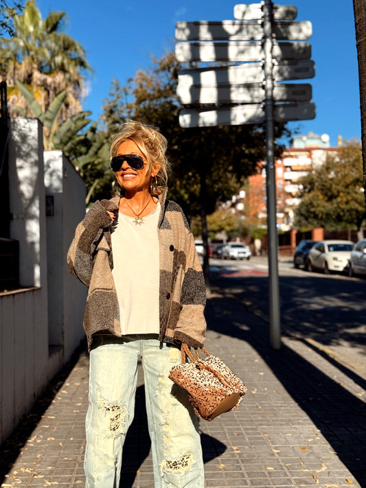 CHAQUETA CUADROS SHANNA MARRÓN