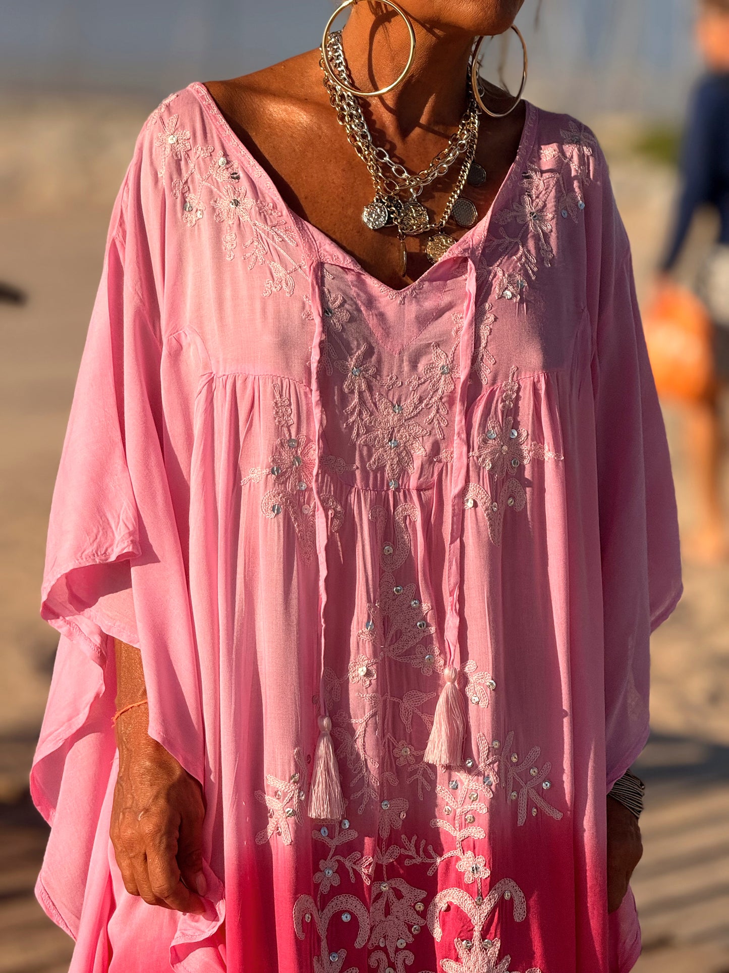 VESTIDO KAFTAN MALLORCA FRAMBUESA