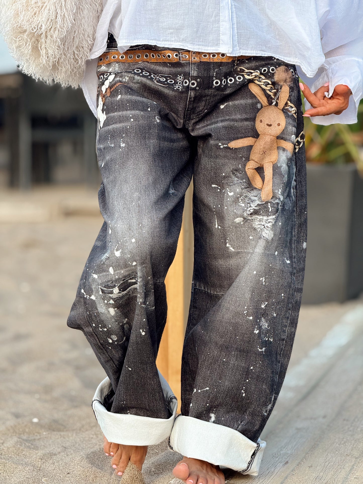 JEANS VAQUEROS MUÑECA GRIS