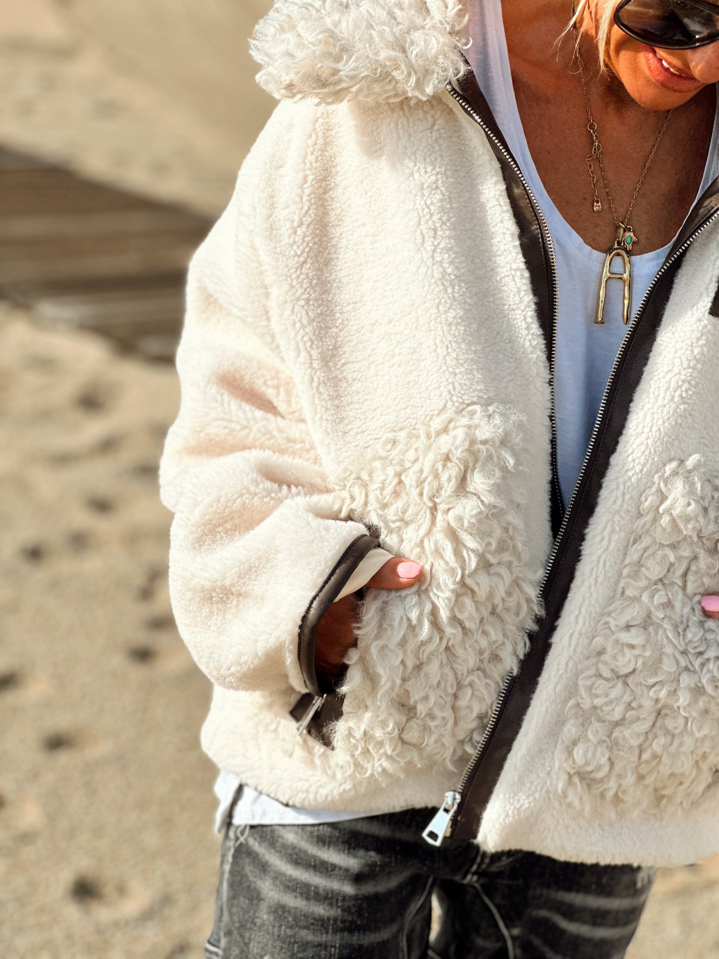 CHAQUETA DE PELO SINTÉTICO GEORGES CRUDO