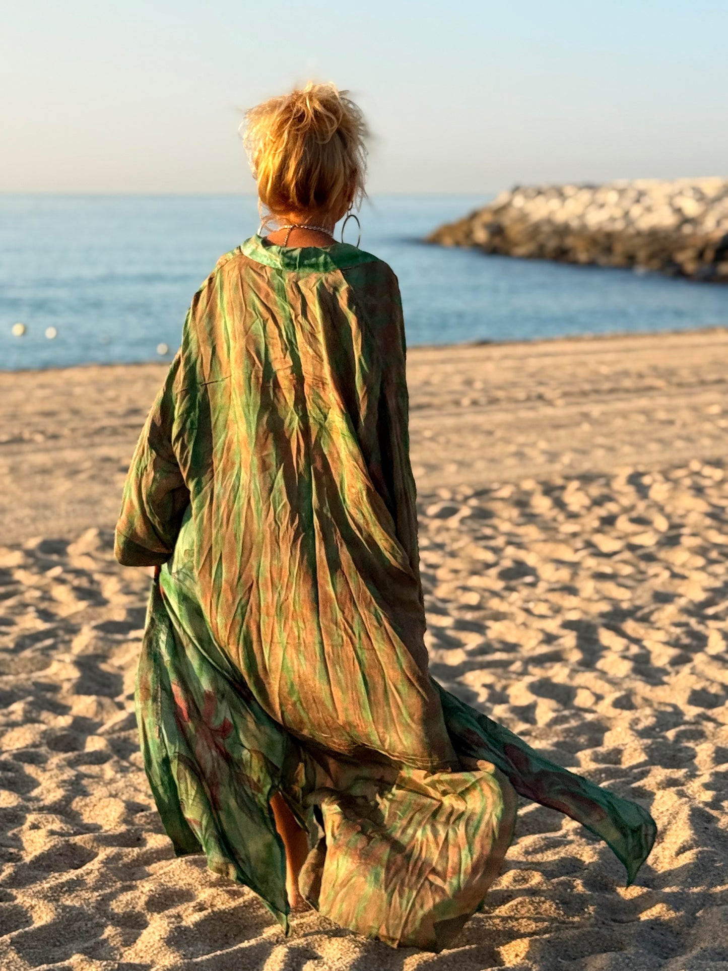 KIMONO ESTAMPADO MANGA LARGA CREPE DE SEDA MULTICOLOR