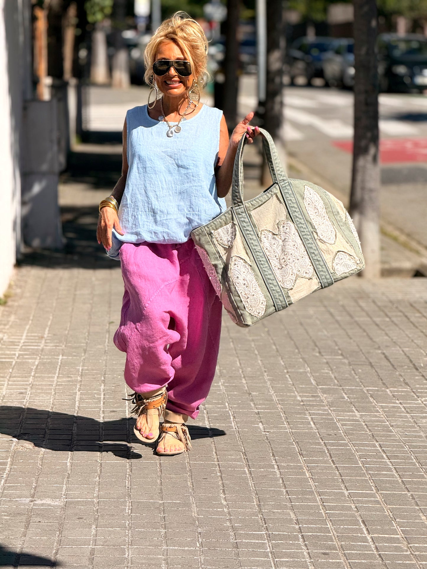 PANTALÓN BAGGY OVERSIZE LINO FLORENT MULTICOLOR