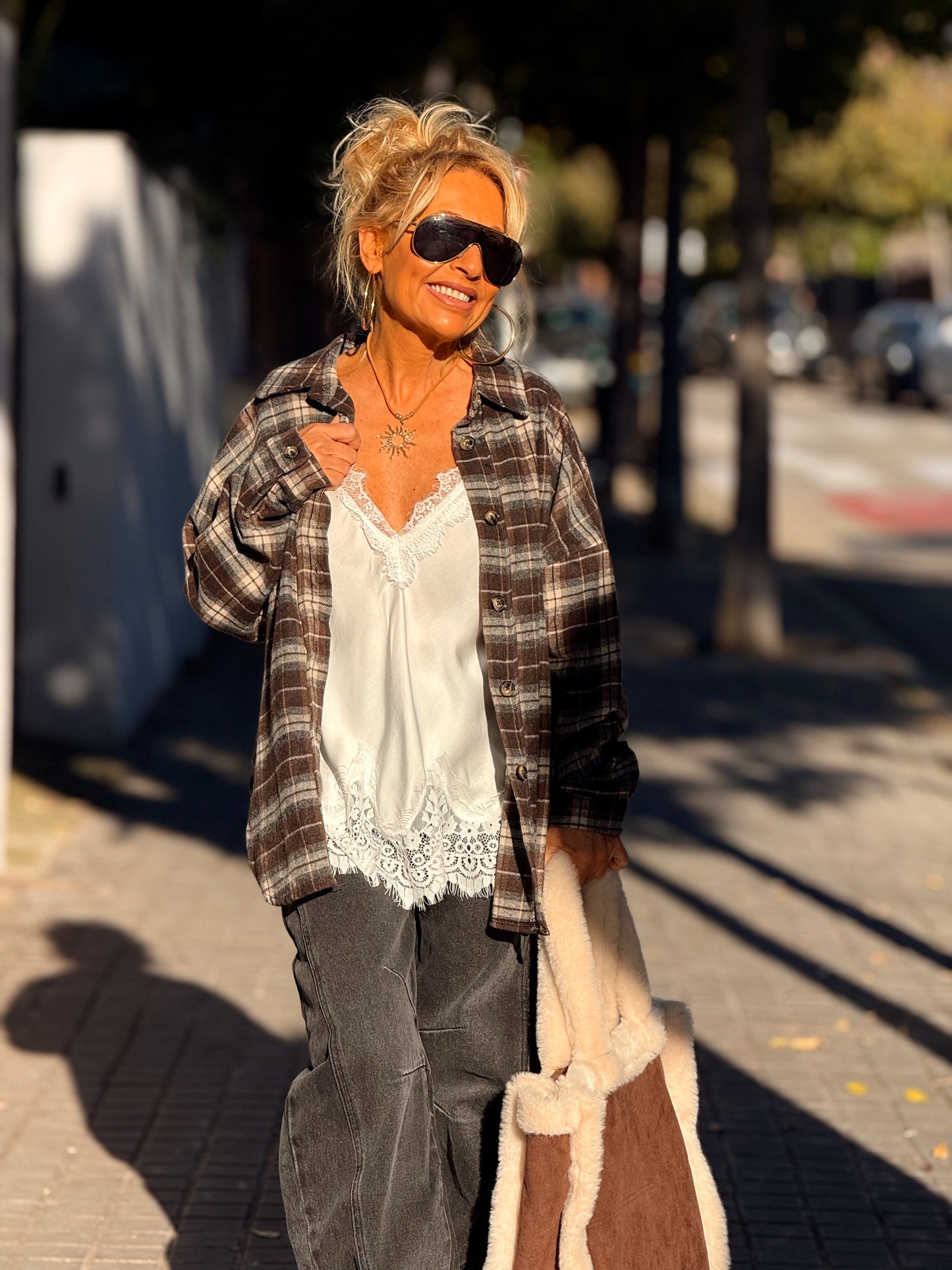 CAMISA CUADROS TITA MARRÓN