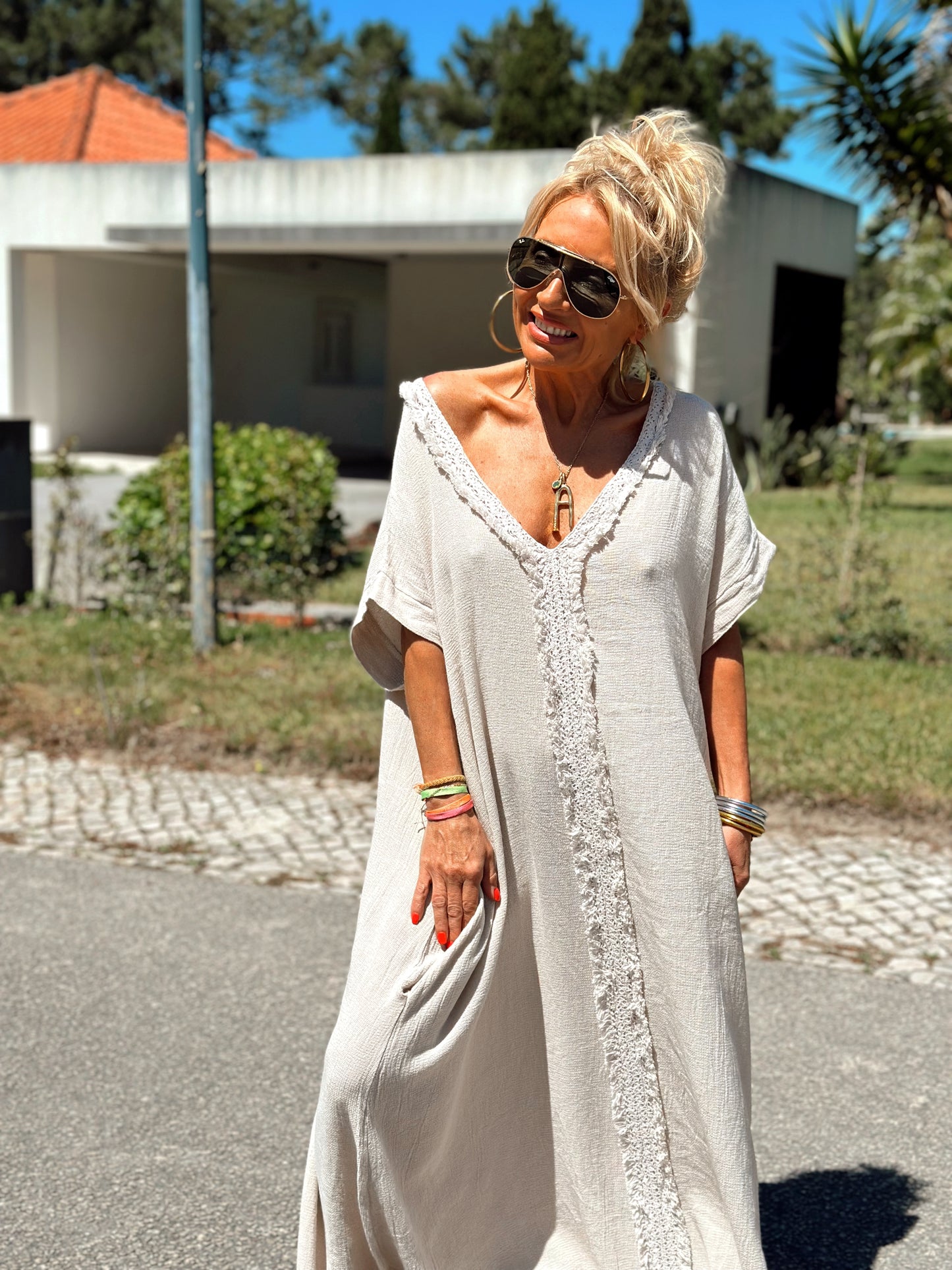 VESTIDO LARGO OVERSIZE JORDI BEIGE