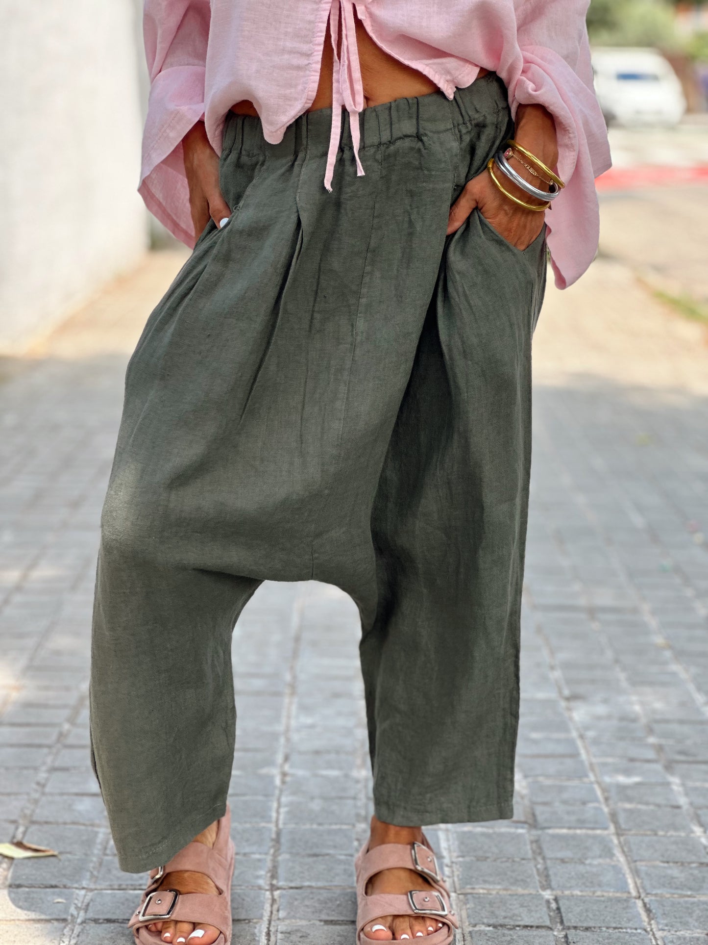 PANTALONES CROPPED
 BAGGY OVERSIZE LINO KEVIN KAKI