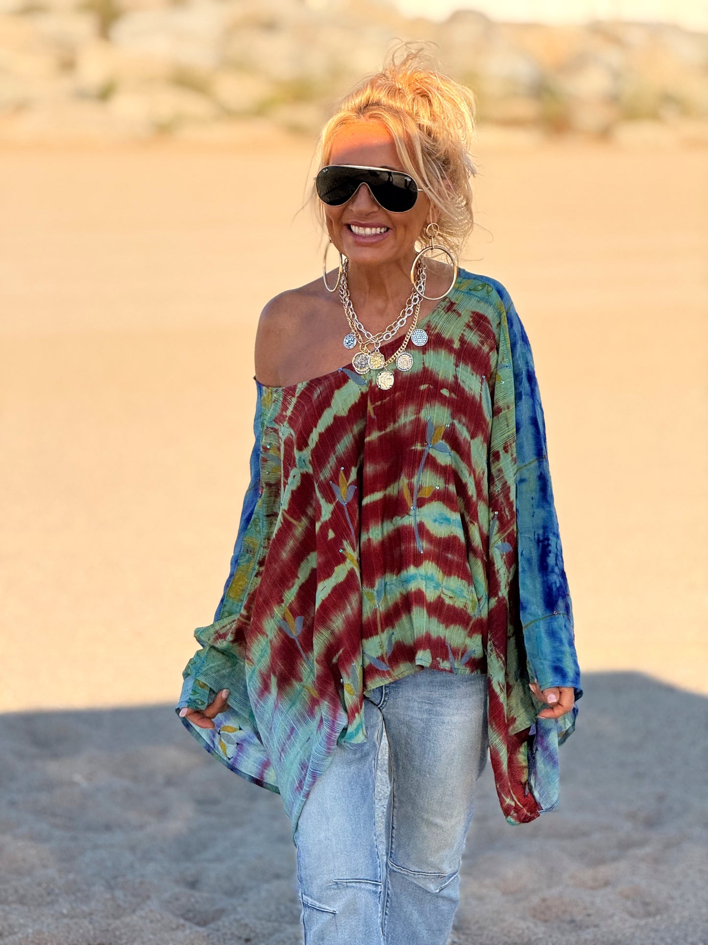 BLUSA-CAPA ESTAMPADO CREPE DE SEDA INDY MULTICOLOR