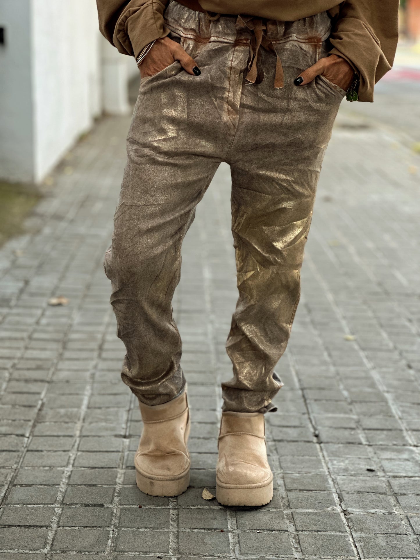 PANTALON BRILLANTE FLORENCE CAMEL