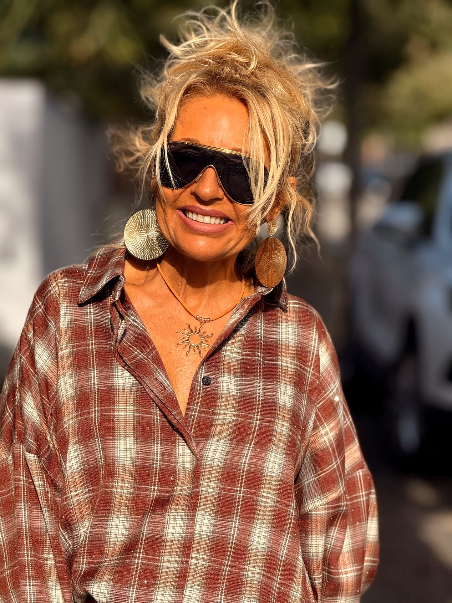 CAMISA OVERSIZE CUADROS MARRÓN