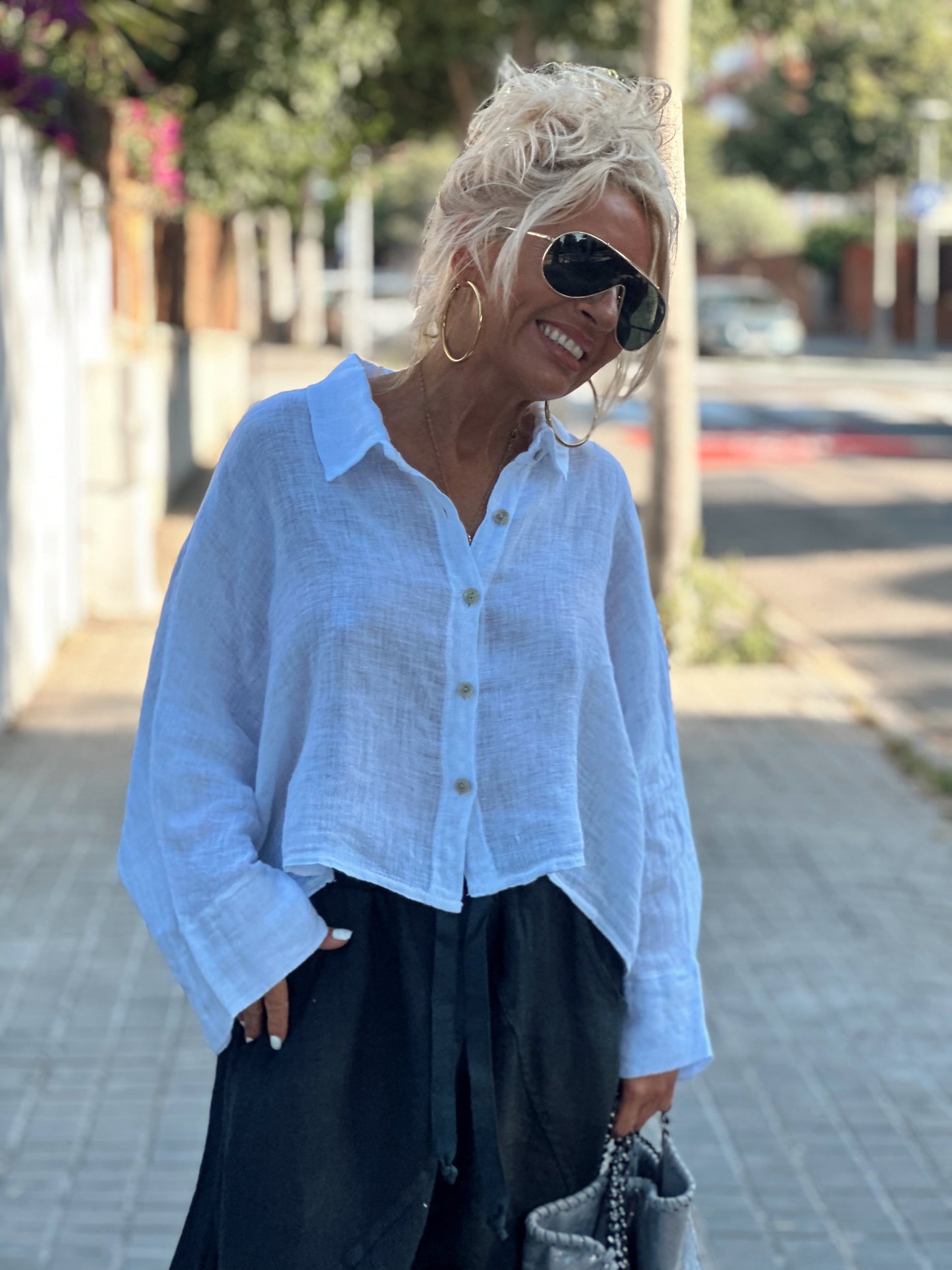 CAMISA LINO CROP-TOP MULTICOLOR