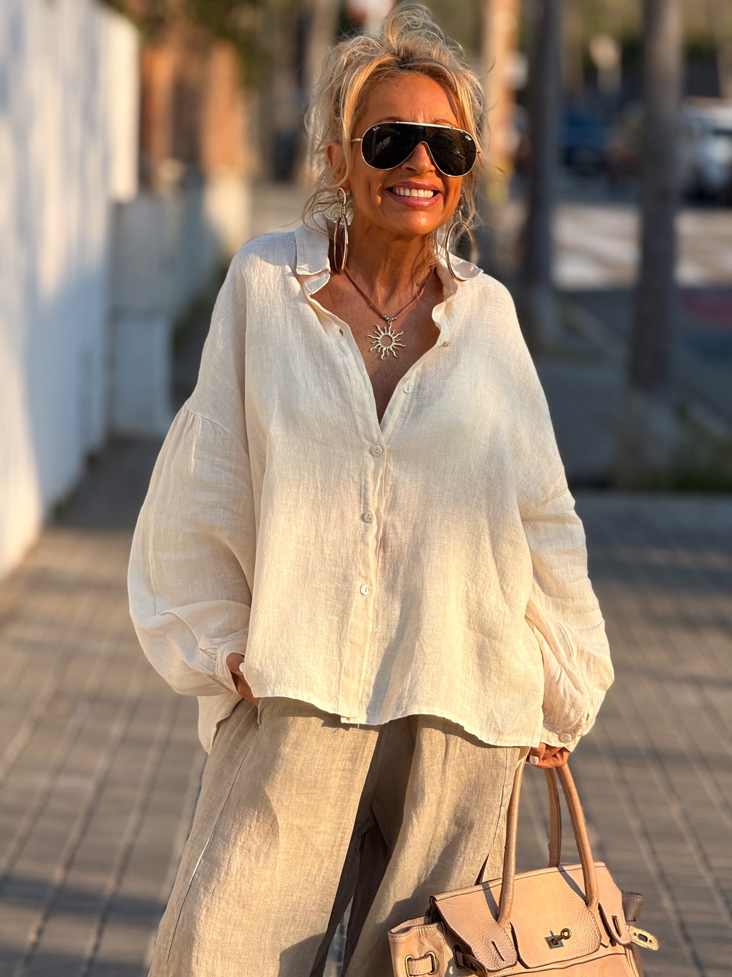 CAMISA OVERSIZE LINO LEA MULTICOLOR