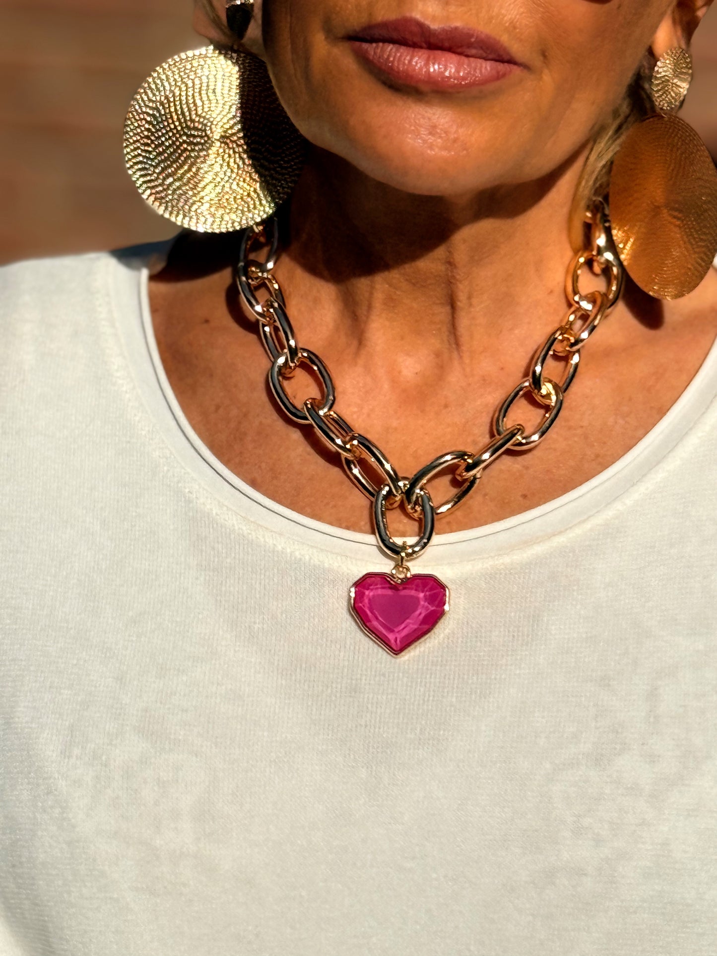 CADENA CON CORAZON MULTICOLOR