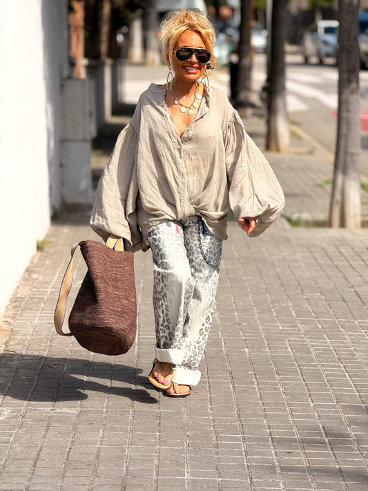 JEANS ESTAMPADO ANIMAL PRINT CRUDO