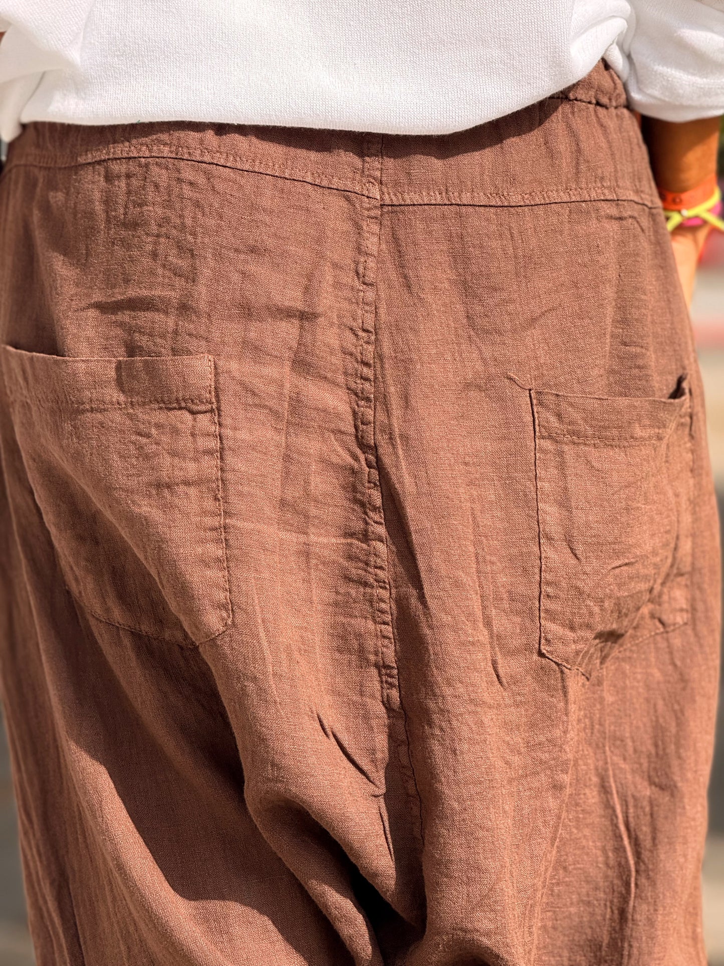 PANTALON BAGGY OVERSIZE LINO FLORENT MARRON