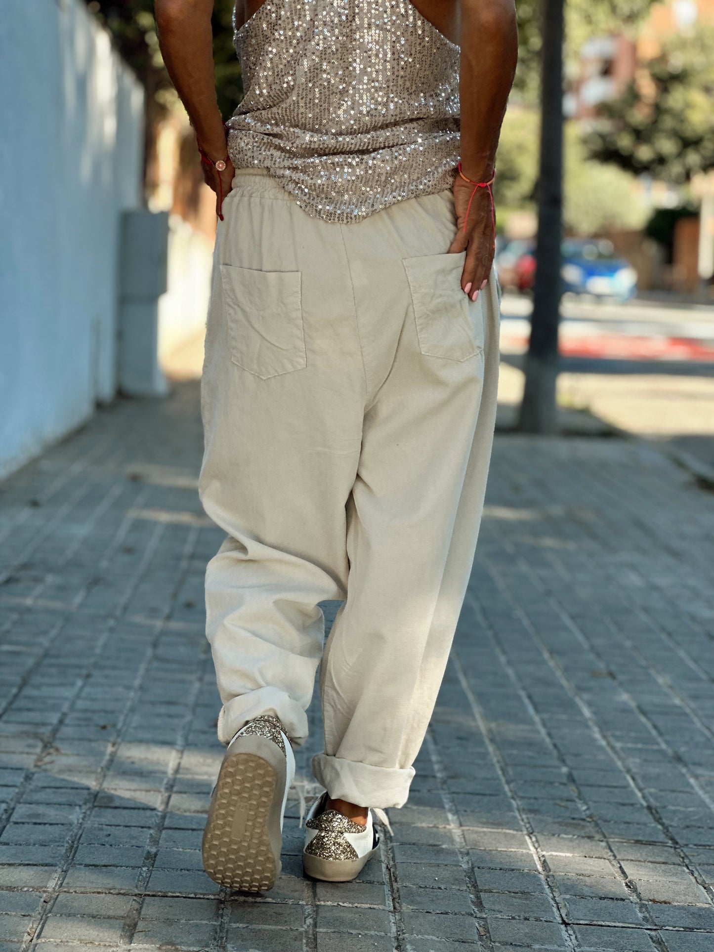 PANTALON TERCIOPELO MICHEL OVERSIZE CRUDO