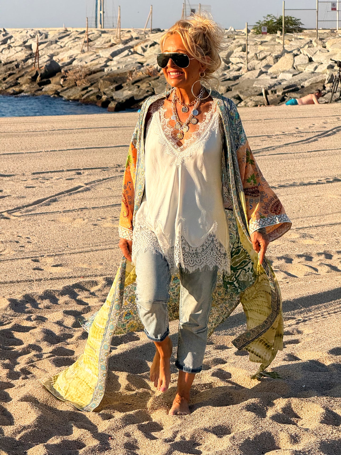 KIMONO ESTAMPADO MANGA 3/4 MULTICOLOR