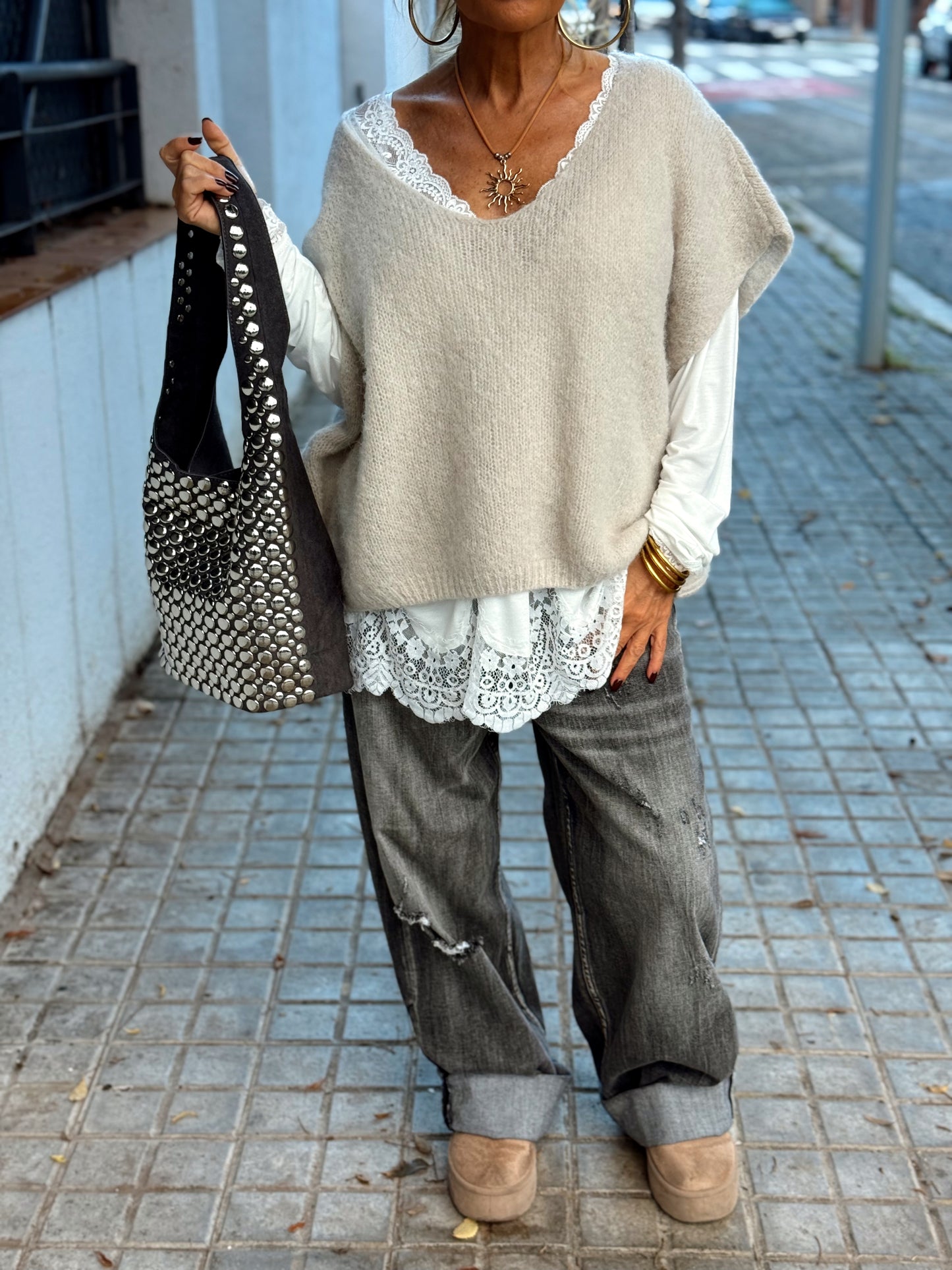 JERSEY-CHALECO DE PUNTO SUPER OVERSIZE LUANA MULTICOLOR