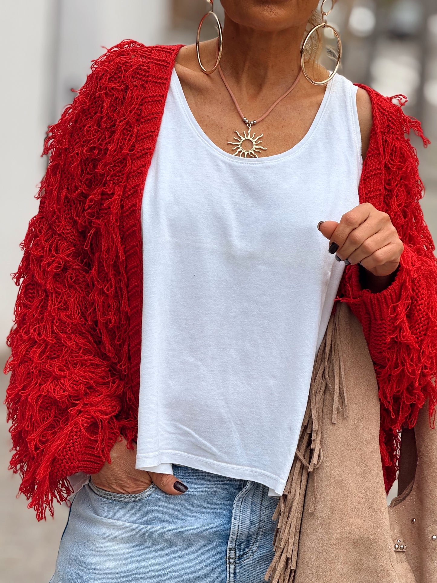 CARDIGAN CON FLECOS KEZIA MULTICOLOR